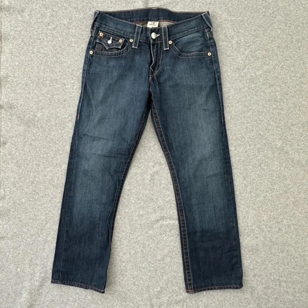 True Religion Mens Straight Leg Dark Wash Blue Denim Jeans Size 30 Made in USA
